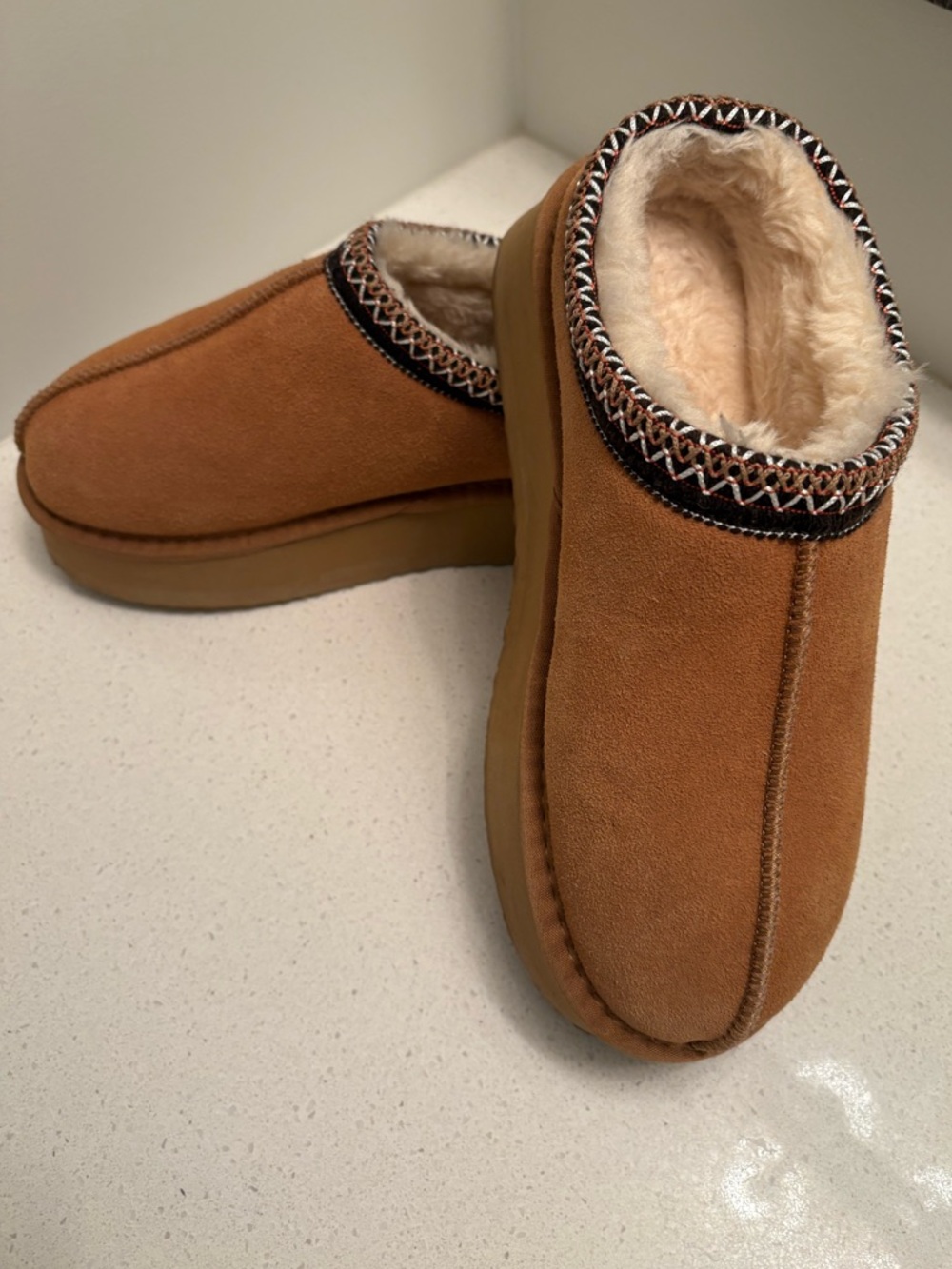 Cozy Faux-Shearling Slip-On Clog - Chestnut Brown